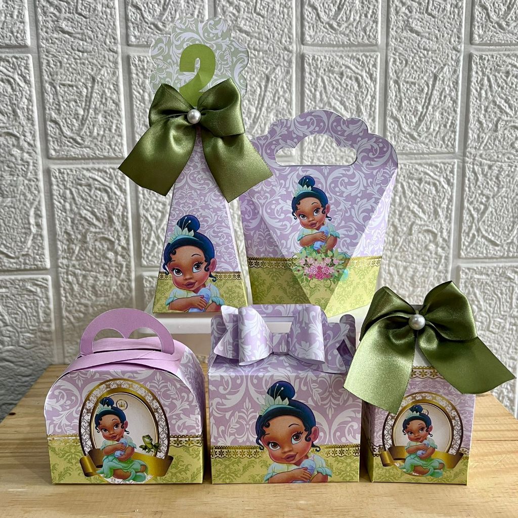 Kit Festa Princesa Tiana Baby - Tiana Baby Personalizados Lembrancinhas Caixinhas Para Festa PEGUE E MONTE