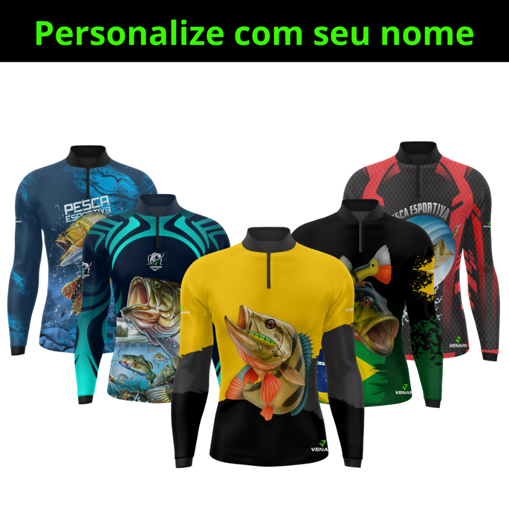 Camisa Pesca Peixe Dourado Camiseta Proteção Uv50 Pescaria Camiseta Manga longa pesca com seu nome personalizada em Oferta na Shopee