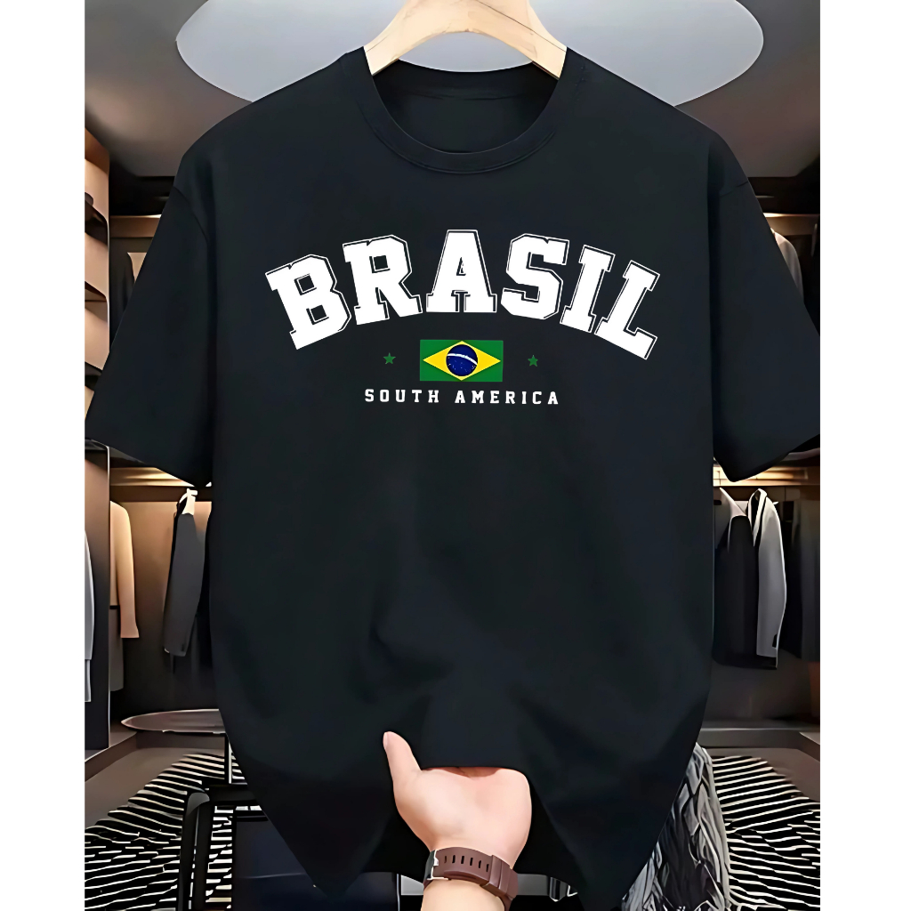 Camiseta masculina Brasil casual premium algodão leve edição limitada tendência Copa do Mundo 2026 em Oferta na Shopee
