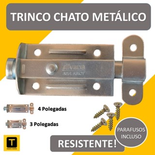Trinco Fecho Chato Ferrolho Porta Cadeado P/ Portão Janela Porta Metálico Segurança Zincado em Oferta na Shopee