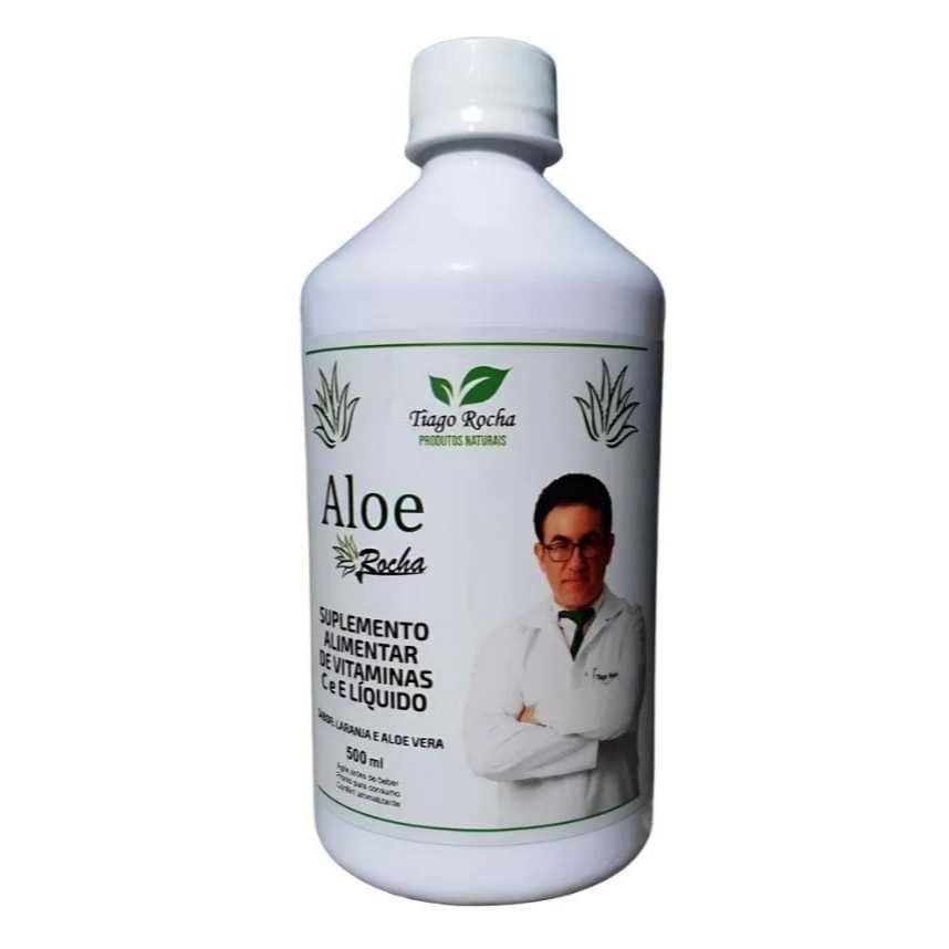 Aloe Vera Babosa  Tiago Rocha sabor Laranja e Mel, Frasco 1L E 500 ML