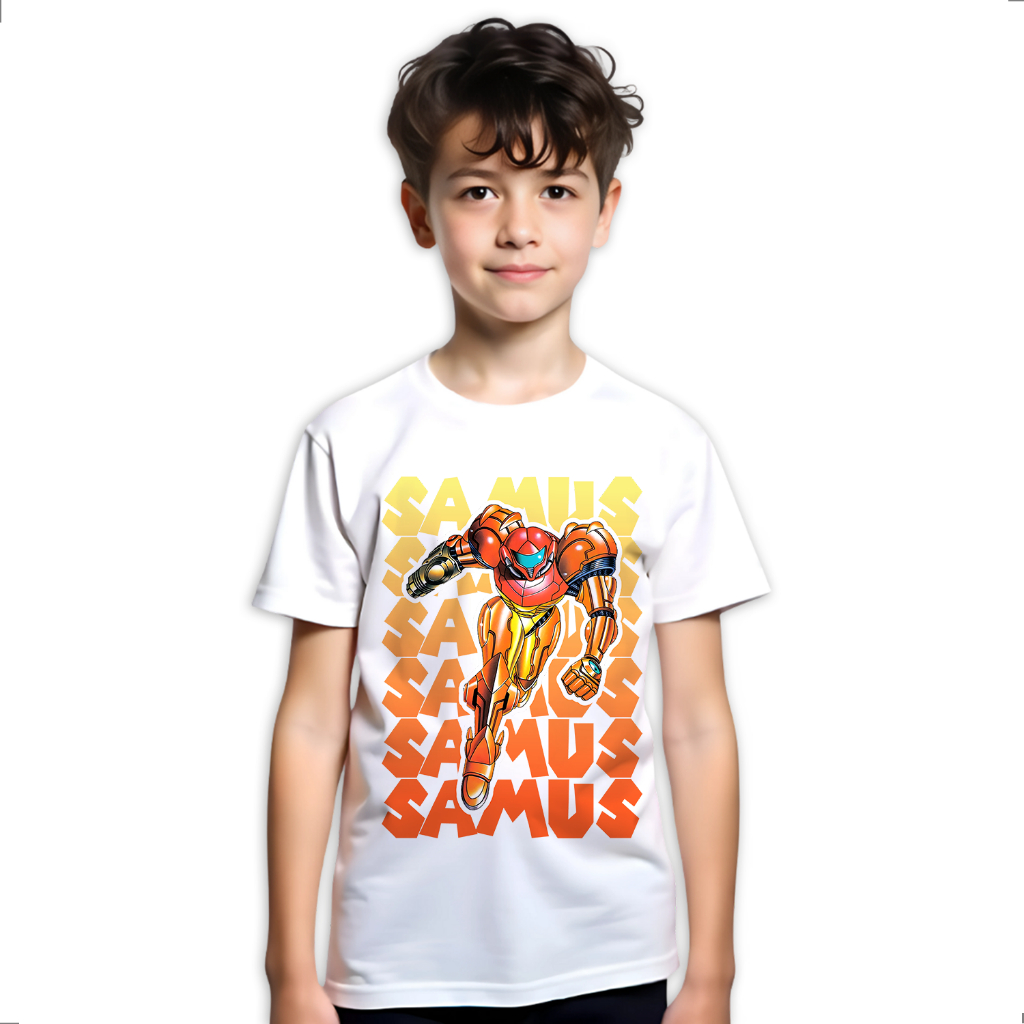Camiseta Infantil Samus Super Metroid Nintendo SNES Jogo 082