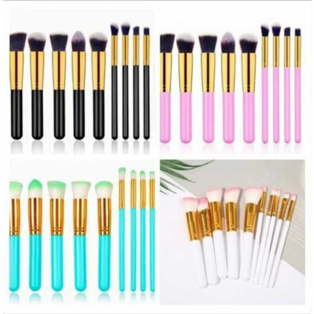 Kit 10 peças pincel kabuki precisão Conjunto de Maquiagem para Sombra Delineador Pó Base