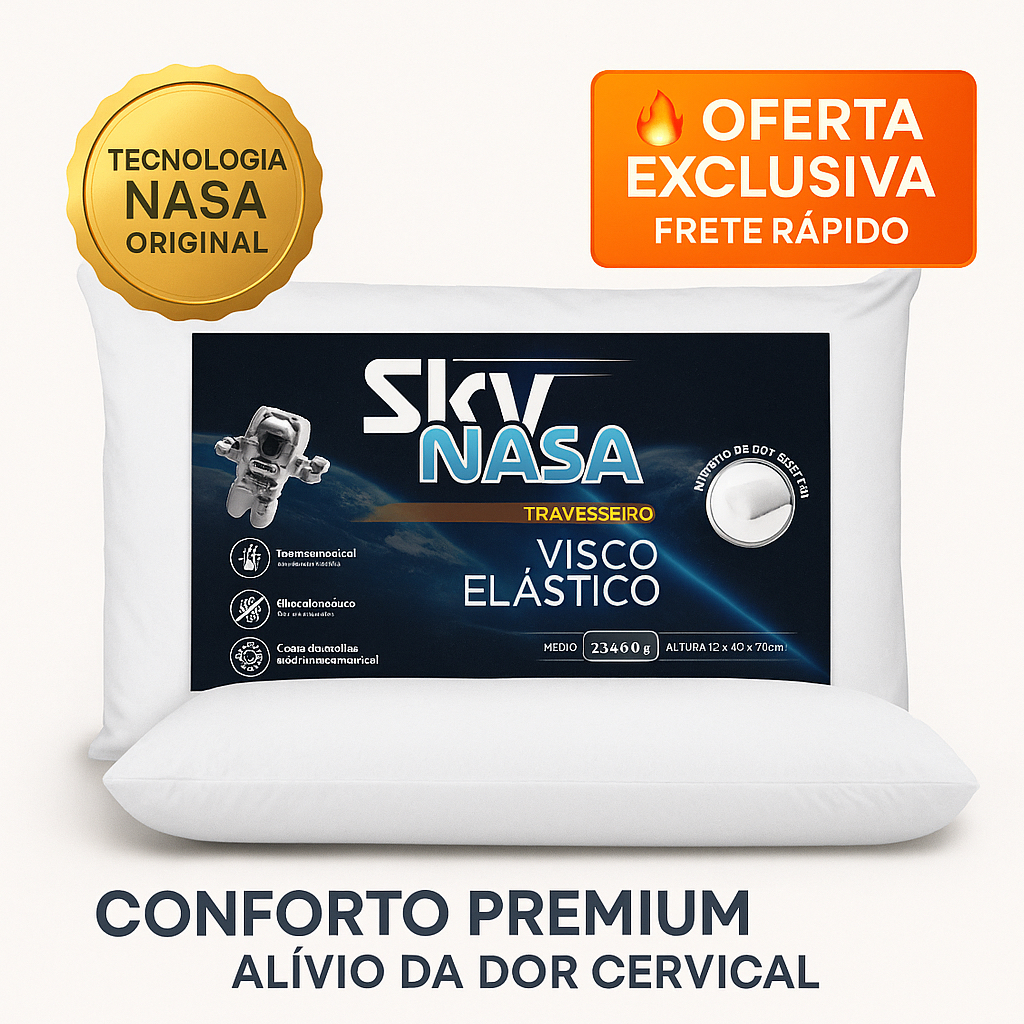 Travesseiro NASA Viscoelástico D30 Cervical Ortopédico Antialérgico para dor no pescoço