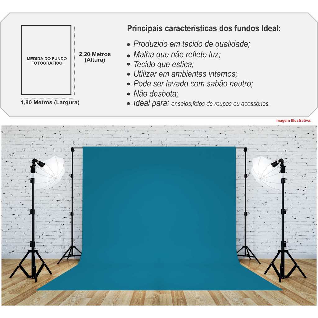 Tecido Fundo Infinito Fotográfico Chroma Key 1,78 X 2,20m Azul Turquesa