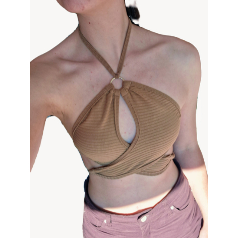 Top Cropped Estiloso Transpassado – Canelado, Tendência Verão