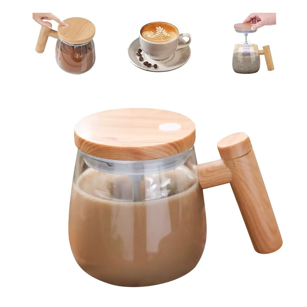 Caneca Mixer Elétrica | Recarregável USB | 500ML de Vidro | Portátil para Shakes e Sucos