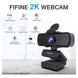 Webcam Fifine K420 2k 1440p C/ Tripe E Microfone Embutido Cor Preto