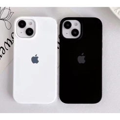 Capinha Silicone Aveludada iPhone Preto Branco 7 8 Plus XR 11 12 13 14 15 16 Pro Max Capa iPhone