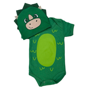 Body bebe dinossauro Dino Safari + touca em Oferta na Shopee