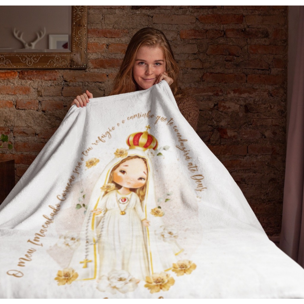 Manta Branca Nossa Senhora De Fátima - Presente Religioso