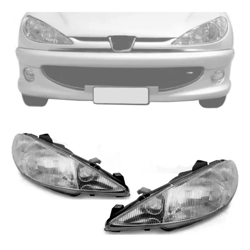 Farol Peugeot 206 1998 A 2002 Simples Raiado Lado Direito