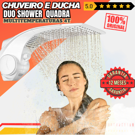 CHUVEIRO E DUCHA DUO SHOWER QUADRA MULTITEMPERATURA 4T LOREN ULTRA 127V 5500W /220V 7500W LORENZETTI