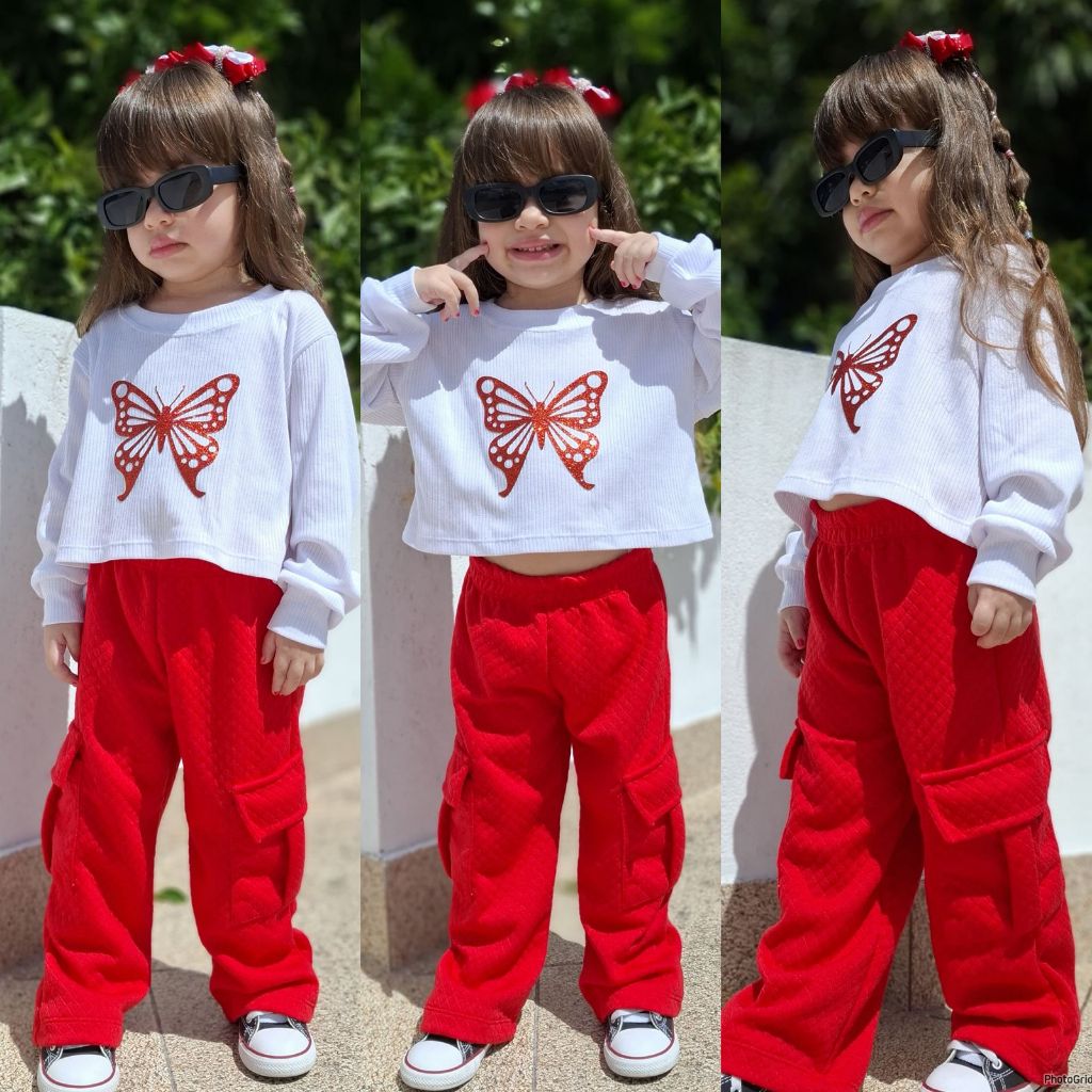 Conjunto roupa infantil menina estilosa e confortavel kit blogueirinha em Oferta na Shopee