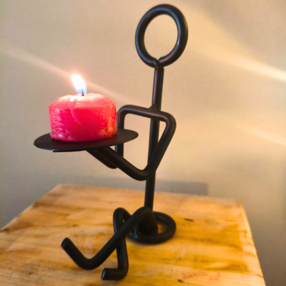 Castiçal Porta-Vela Decorativo em Ferro Candelabro | Witzsmith Artesanal