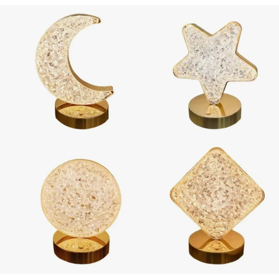 Luminária Cristal Lua Estrela Decoração Touch Portátil em Oferta na Shopee