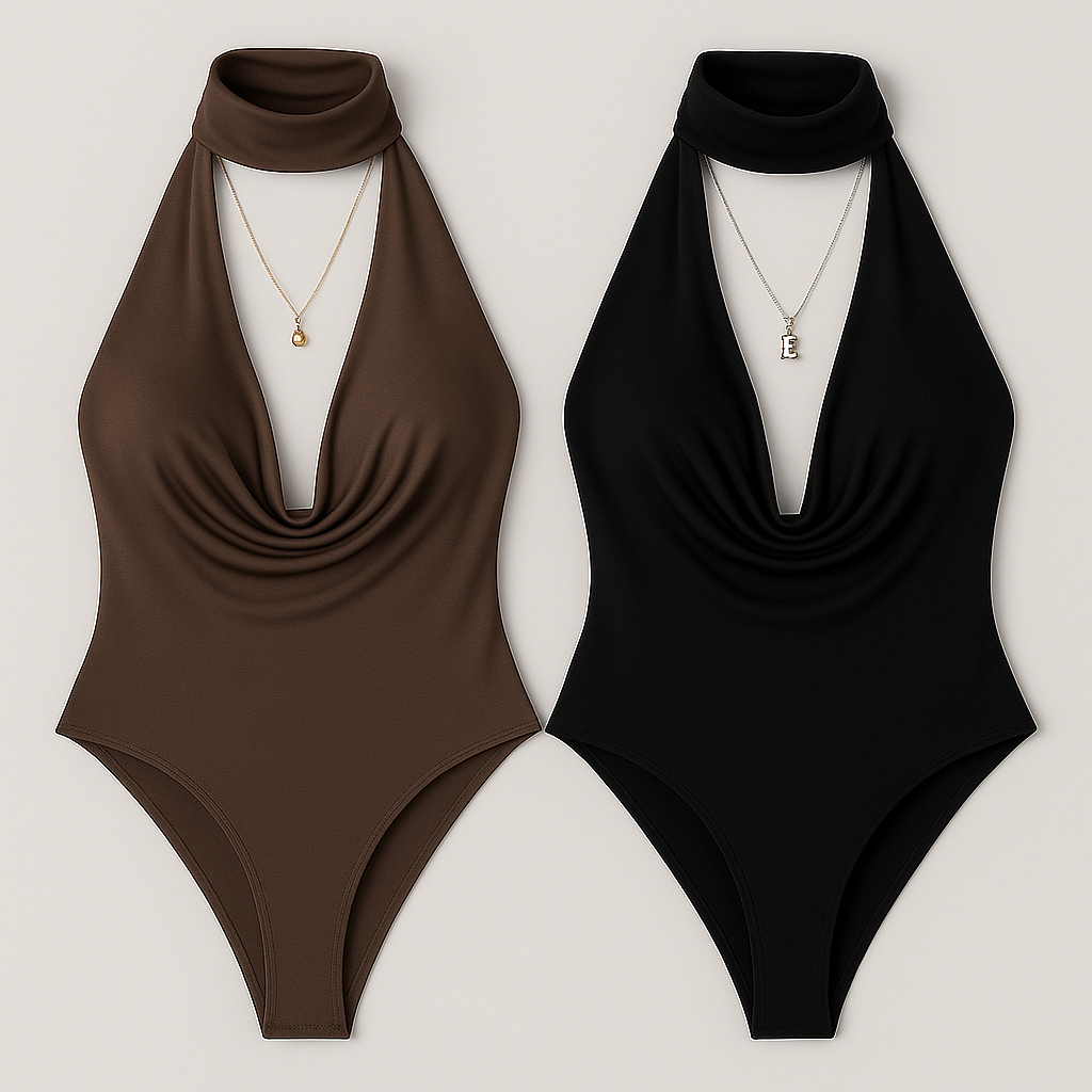 Kit 2 Body Feminino Gola Alta e Decote Profundo