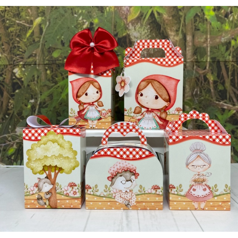 Caixinhas personalizados  lembrancinhas  aniversário  Kit festa Chapeuzinho Vermelho Aquarela