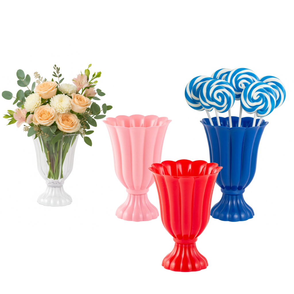 Kit 4 Vaso Decorativo Slim 17cm Taça Flor Para Decoração De Festa Aniversário Doces Enfeite de Mesa