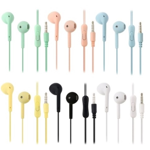 KIT 50 Fone de ouvido Macaron com fio 3,5mm, earbuds coloridos, redução de ruído com  microfone em Oferta na Shopee