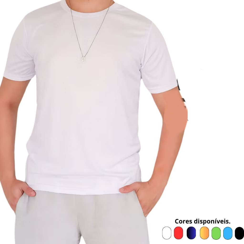 Camiseta Masculina Malha de secagem rápida  Leve Academia Treino Corrida Fitness Crossfit Proteção UV Basica Lisa