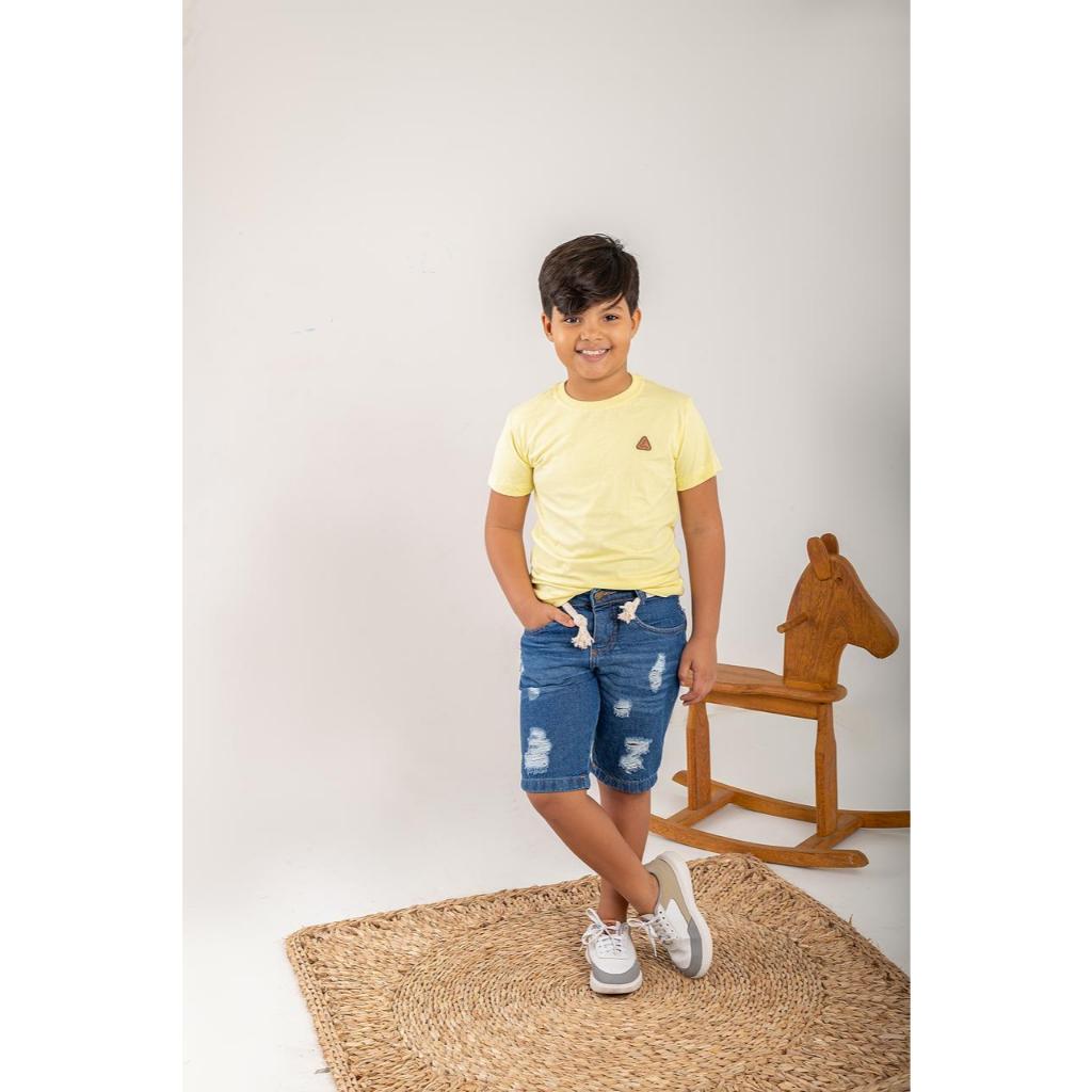 Bermuda Jeans masculina infantil juvenil em Oferta na Shopee