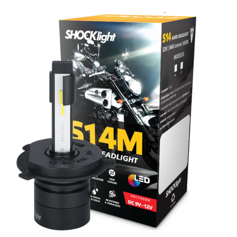 Lâmpada super LED Moto H4 S14 Moto Nano /Luz Branca 6000K MOTO/ Resistente à Água, Calor e Vibrações em Oferta na Shopee