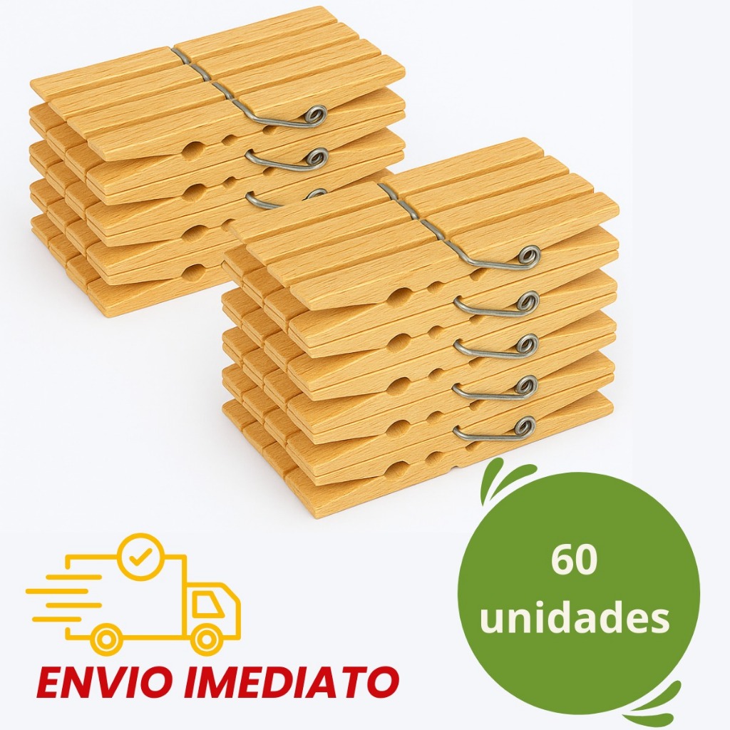 Kit Prendedor de Roupa Pregadores Madeira Prendedores Varal Artesanato 60 Unidades em Oferta na Shopee