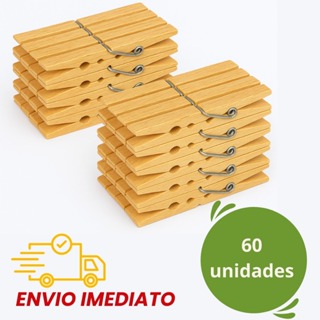 Kit Prendedor de Roupa Pregadores Madeira Prendedores Varal Artesanato 60 Unidades em Oferta na Shopee