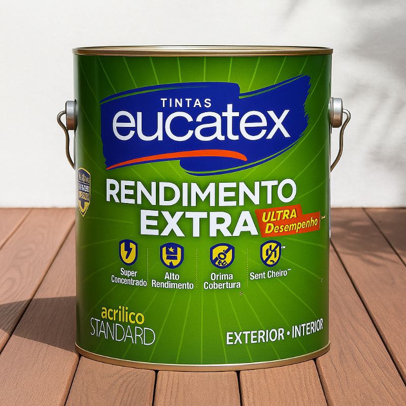 Galão de 3,6 litros da tinta Eucatex Rendimento Extra fosca em várias cores