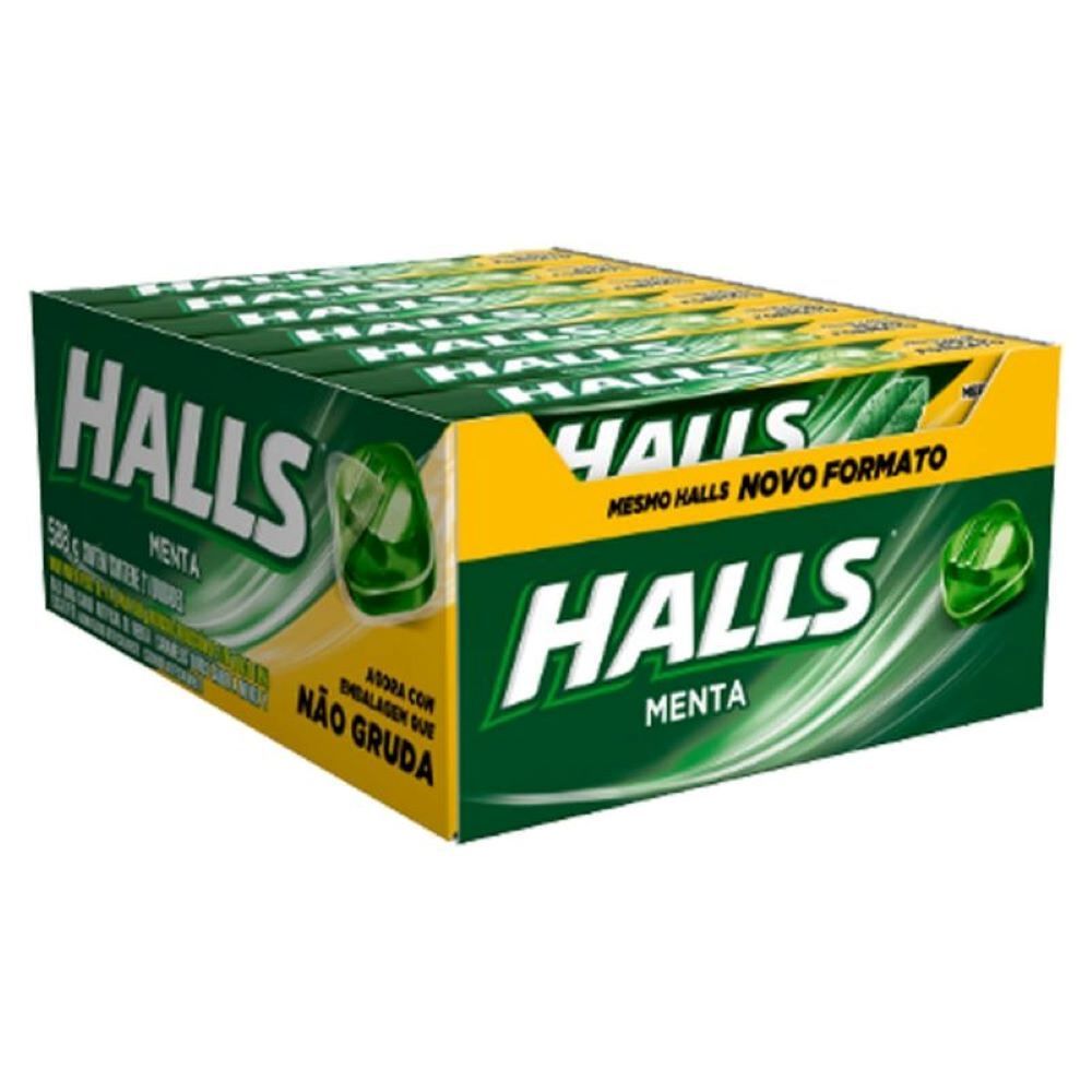 Drops Halls Bala Menta Caixa 21 Unidades Doce e Refrescante Sabor Intenso Qualidade Páscoa Atacado