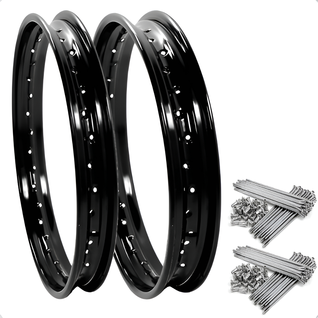 Par Aro Preto Dianteiro / Traseiro Xtz 125 Raio Cromado 4mm
