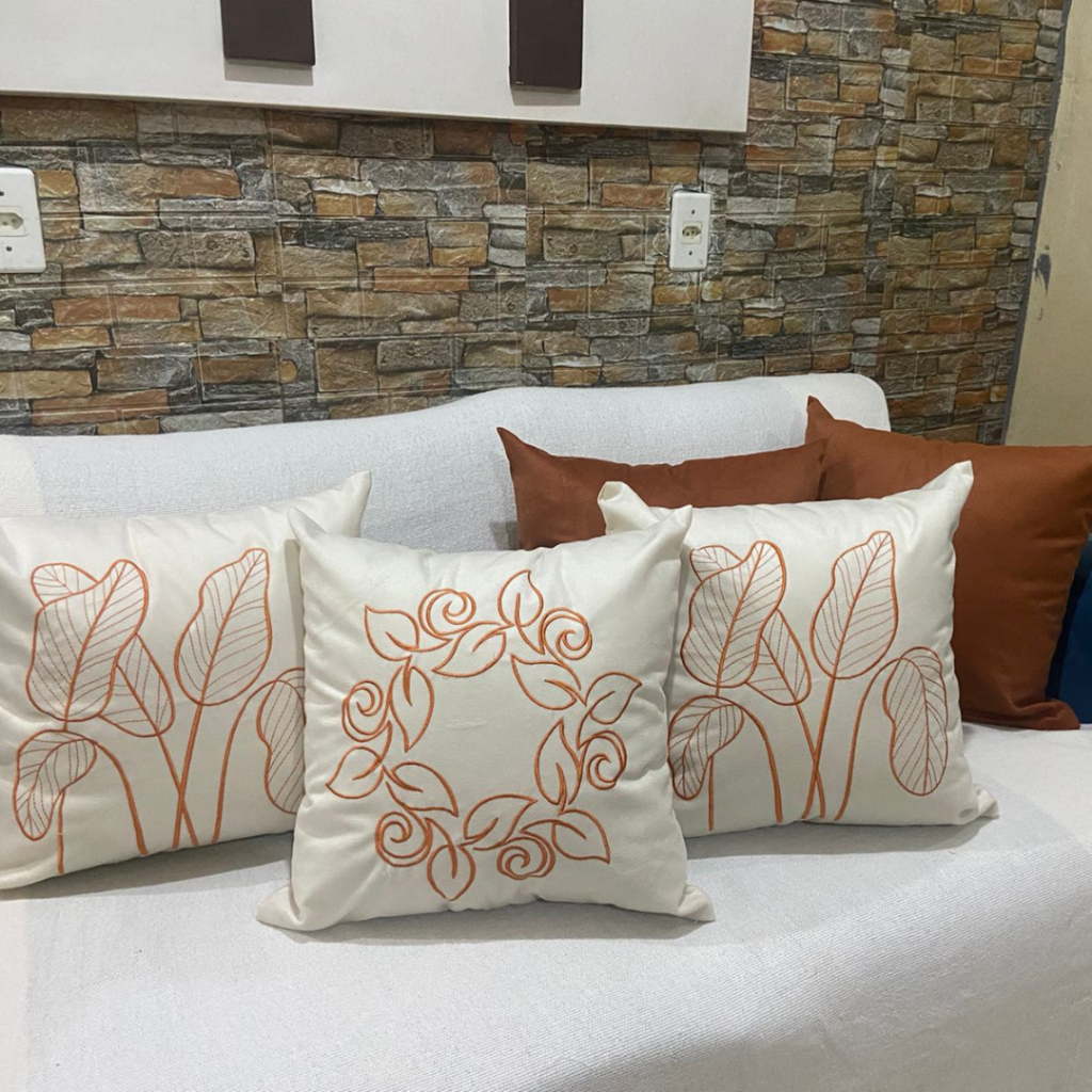 Kit de Capa de Almofada Bordada Suede Decorativa - Escolha Sua Combinação em Oferta na Shopee