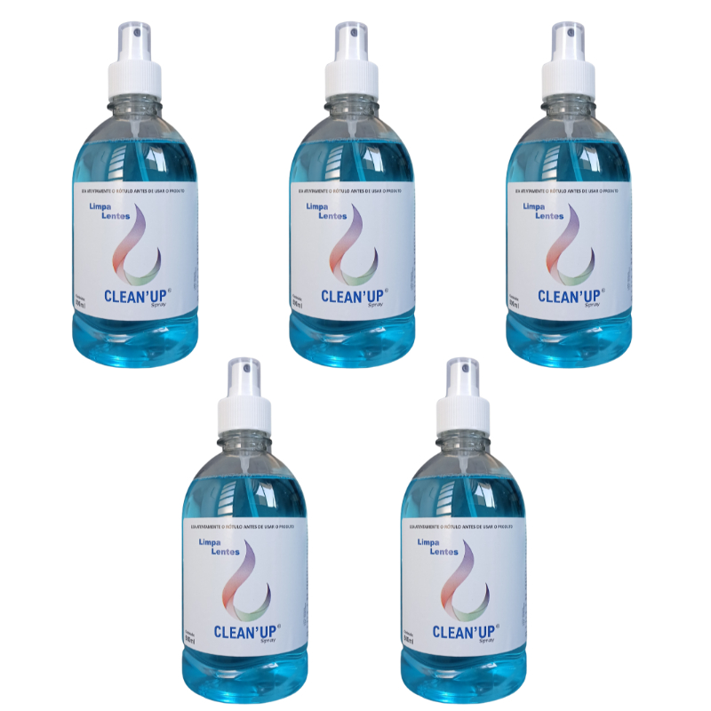 Kit 5 Limpa Lentes 500ML Clean Up Para Óculos, Televisão, Notebooks, Telas em Geral e Celulares Limpa Telas