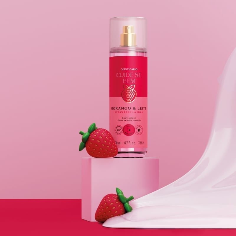 Body Splash 200ml Oboticário Cuide-se Bem Morango e Leite Colônia Desodorante