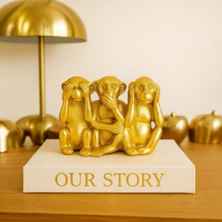 Trio Macacos sábios pequeno cego mudo surdo em Resina Estatueta Escultura enfeite adorno decoração luxo em Oferta na Shopee