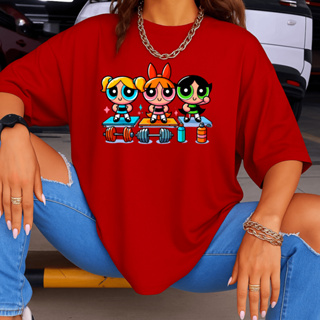 Camiseta Feminina Unissex Estampada Meninas Super Poderosas Treino de Algodão Street Wear em Oferta na Shopee