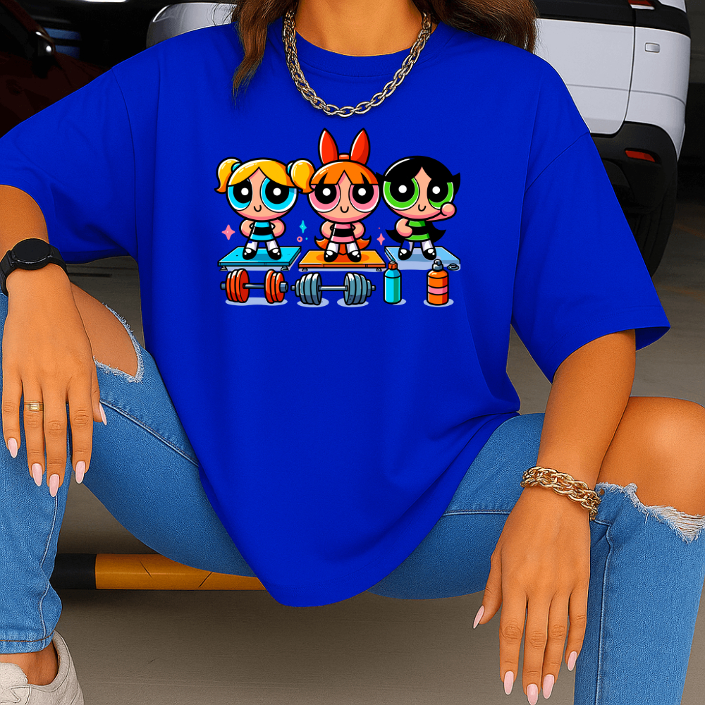 Camiseta Estampada Meninas Super Poderosas 100% Algodão Feminina com Reforço Ombro a Ombro