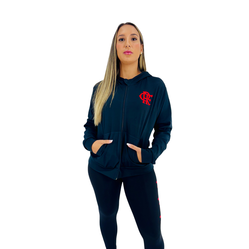 Casaco Flamengo Feminino Dry Academia (preto) em Oferta na Shopee