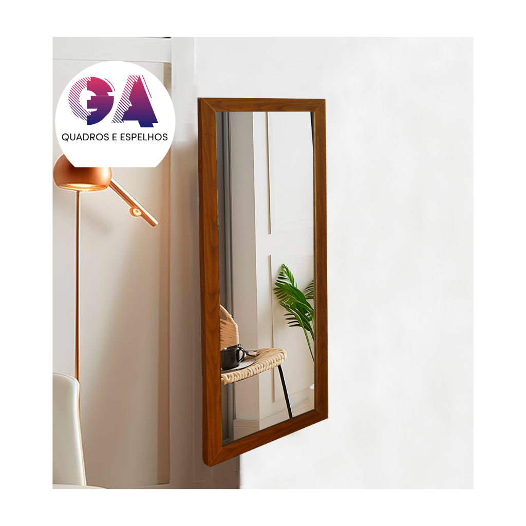Espelho 40x90 Moldura Marrom Para corredor, Quarto e Sala, Meio Corpo Para Decoração
