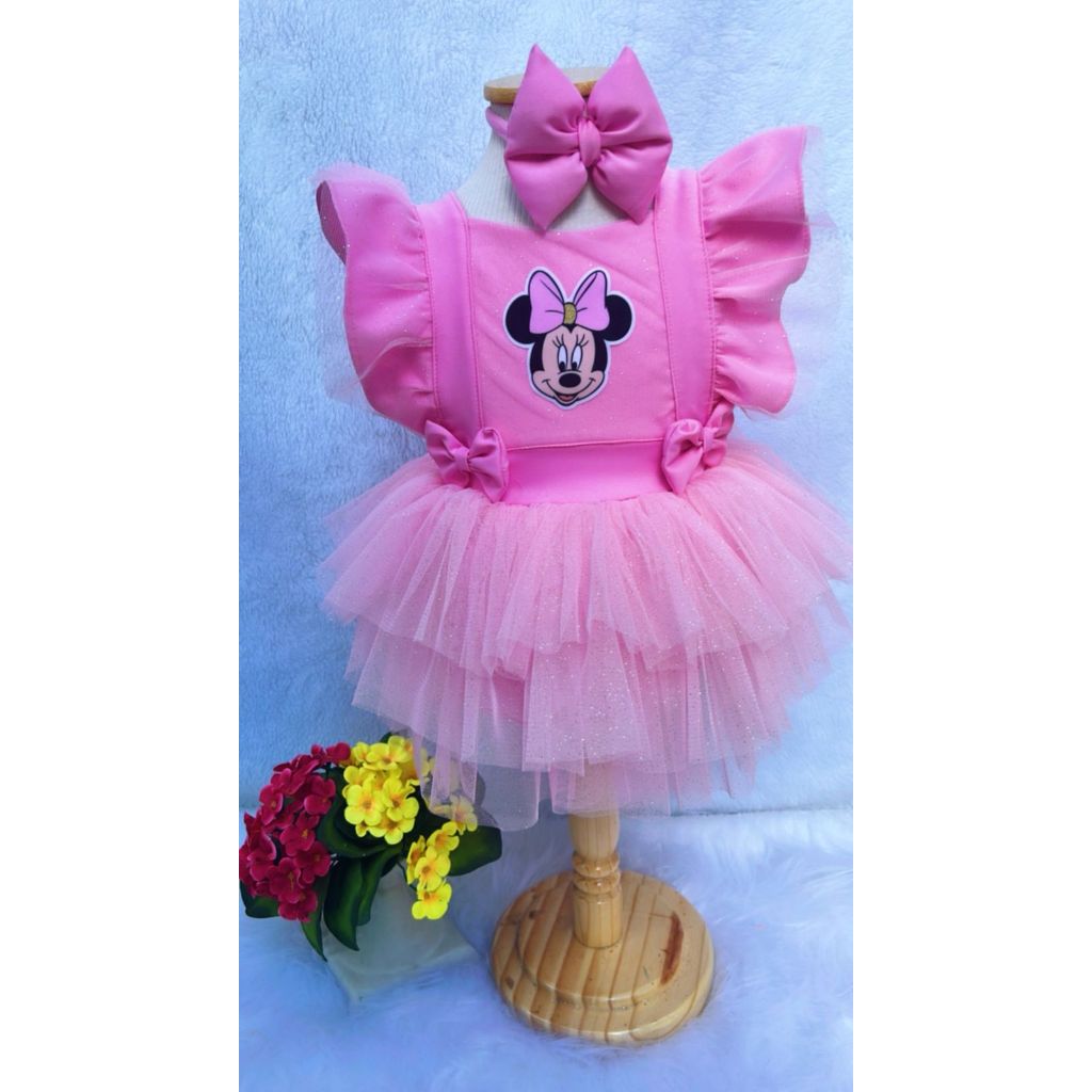 romper minei rosa salopete minnei rosa vestido mini rosa menina