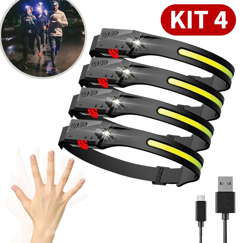 Imagem Lanterna De Cabeça Led Corpo Motion Recarregável Profissional Camping Com Usb HW15