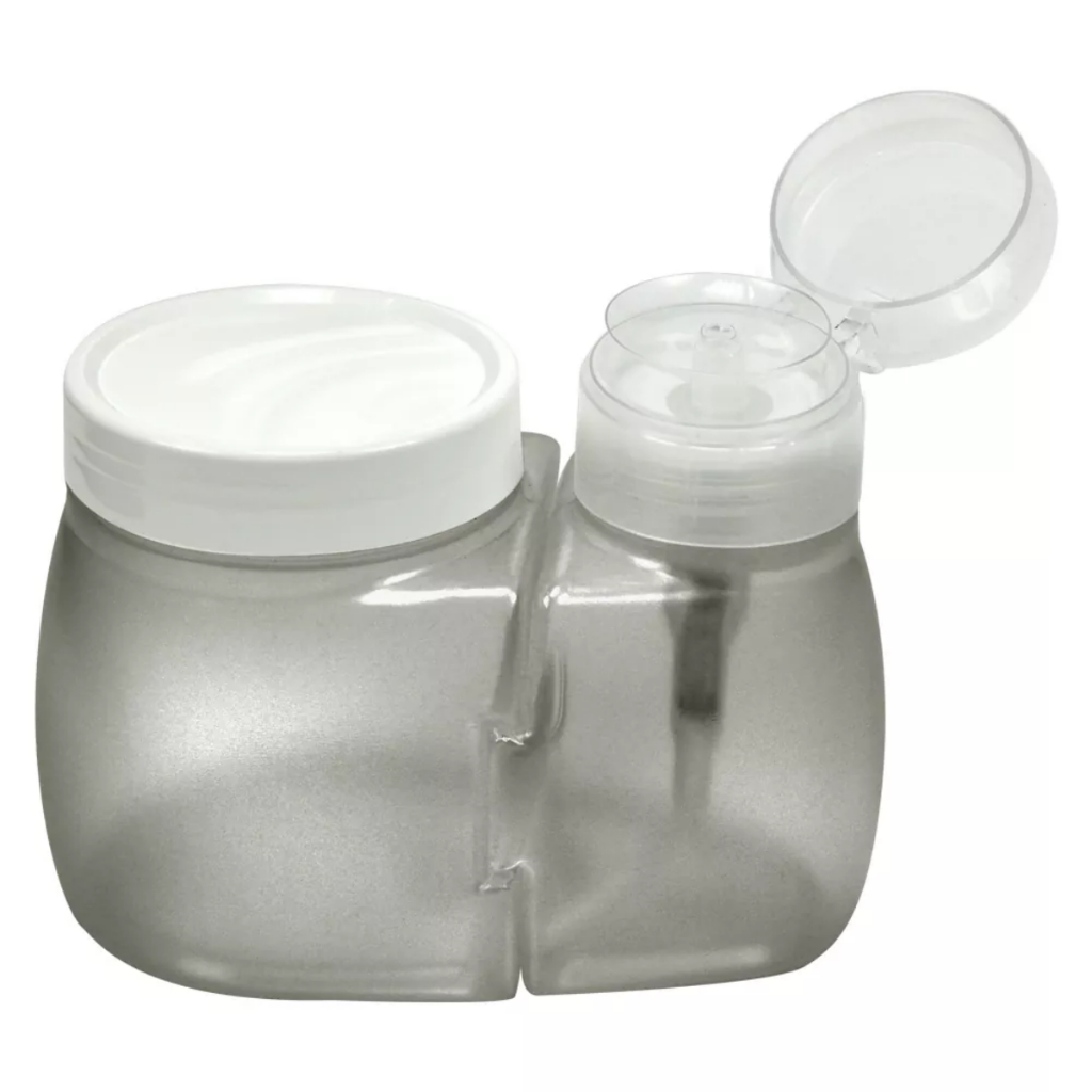 DOSADOR DE ACETONA REMOVEDOR DE ESMALTE COM PORTA ALGODÃO PRETO FUMÊ TAMPA PRESSIONÁVEL VÁLVULA em Oferta na Shopee