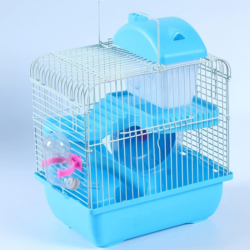 MIW Gaiola para Hamster 2 Andares Colorida Com Rodinha, Tubos e Casa de Brinquedo Kit Completo