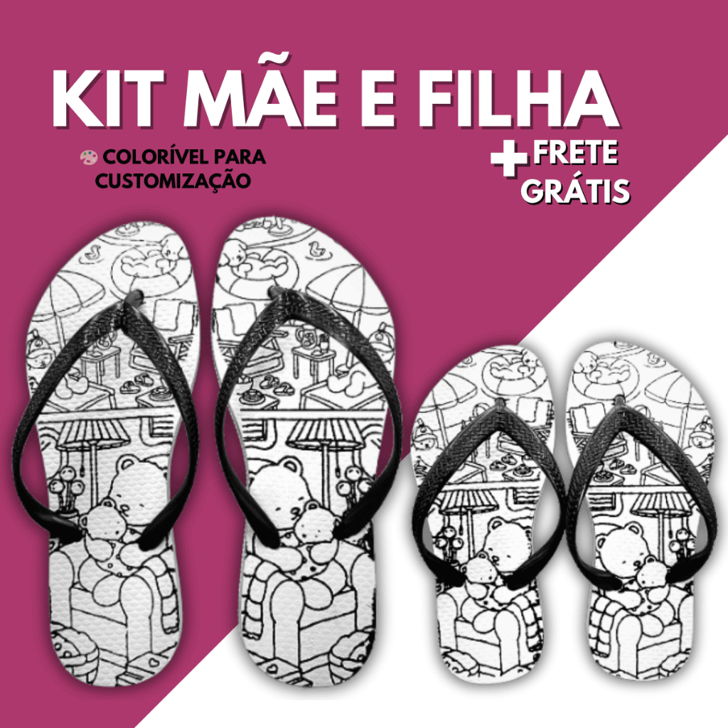 Kit Mãe E Filha Chinelo Sandalia Feminino Adulto E Infantil Slim Calçado Mulher E Menina Confortável Macio Leve Promoção