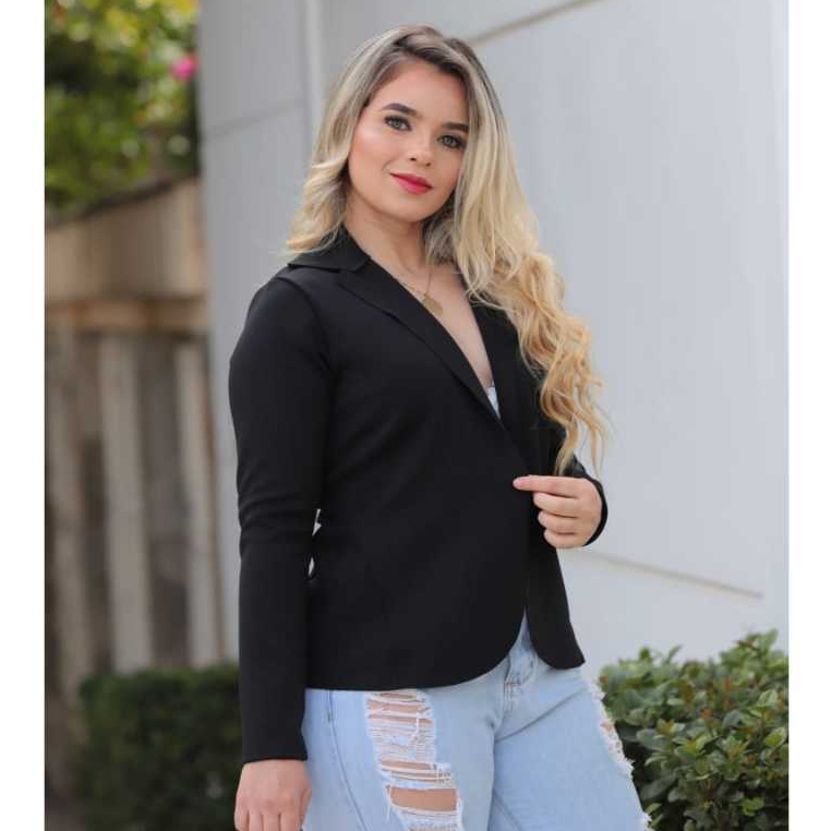 Blazer Feminino Neoprene preto  casaquinho social P M G GG ENTREGA IMEDIATA moda evangelica em Oferta na Shopee