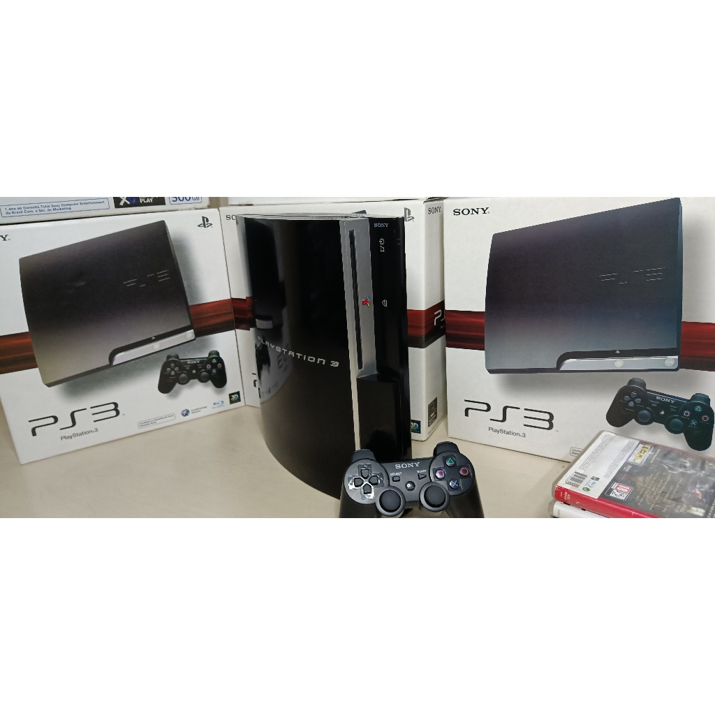 Sony Console Playstation 3 FAT PS3 130 Games 500GB + 2 controle  usado + Garantia