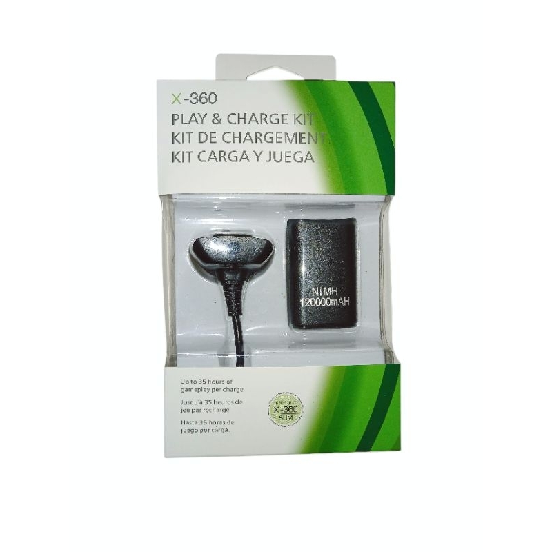 Kit Play e Charge Bateria + cabo carregador de 1,7m para controle de Xbox 360 com garantia