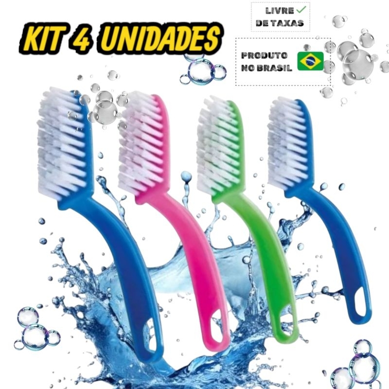kit 4 escovas multiuso de limpeza em geral casa e automotiva
