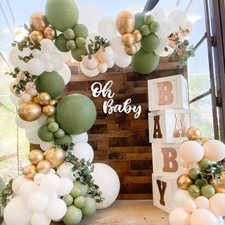 Balão de aniversário kit com 152 balões - Sálvia + Bege + Dourado para decoração de Festas em Oferta na Shopee